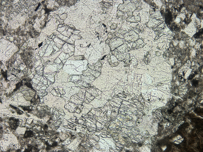 Thin Section Photograph of Apollo 14 Sample 14306,4 in Plane-Polarized Light at 10x Magnification and 1.15 mm Field of View (View #5)