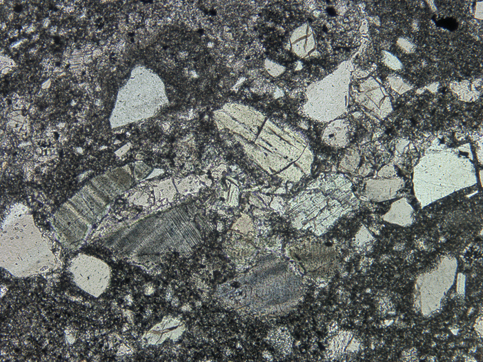 Thin Section Photograph of Apollo 14 Sample 14311,97 in Plane-Polarized Light at 10x Magnification and 1.15 mm Field of View (View #5)