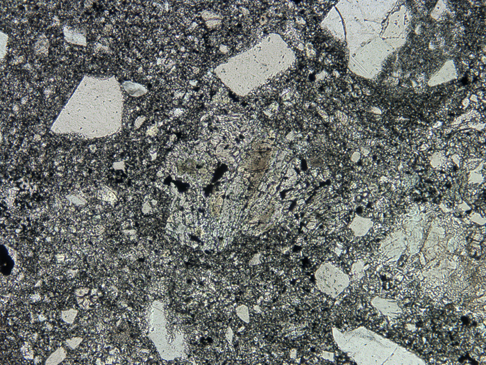 Thin Section Photograph of Apollo 14 Sample 14311,97 in Plane-Polarized Light at 10x Magnification and 1.15 mm Field of View (View #6)