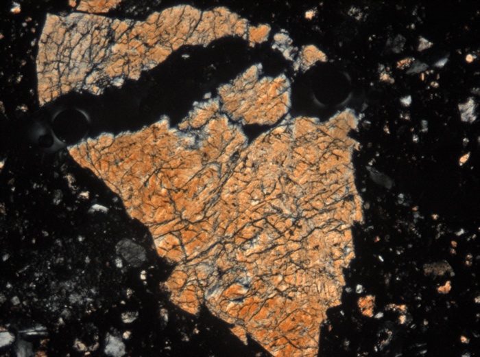 Thin Section Photograph of Apollo 15 Sample 15015,136 in Cross-Polarized Light at 5x Magnification and 1.4 mm Field of View (View #2)
