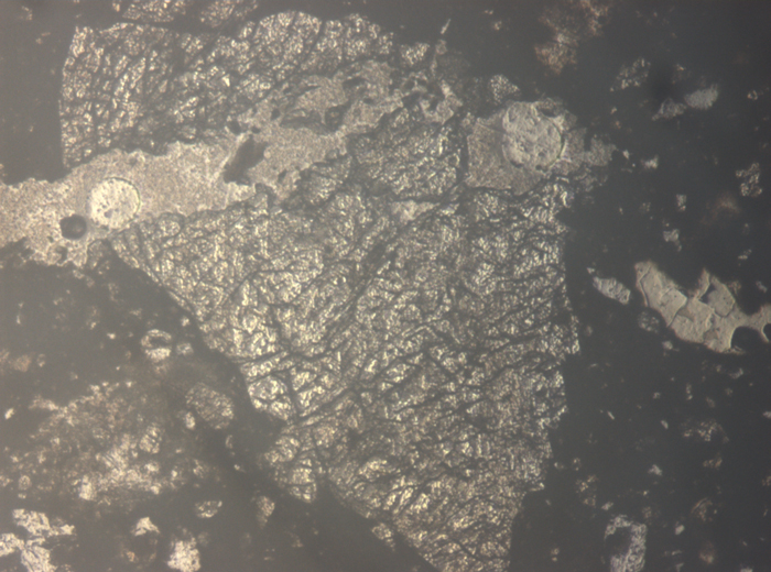 Thin Section Photograph of Apollo 15 Sample 15015,136 in Reflected Light at 5x Magnification and 1.4 mm Field of View (View #2)