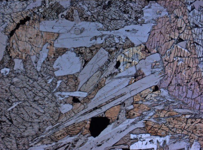 Thin Section Photograph of Apollo 15 Sample 15058,131 in Plane-Polarized Light at 2.5x Magnification and 2.85 mm Field of View (View #4)