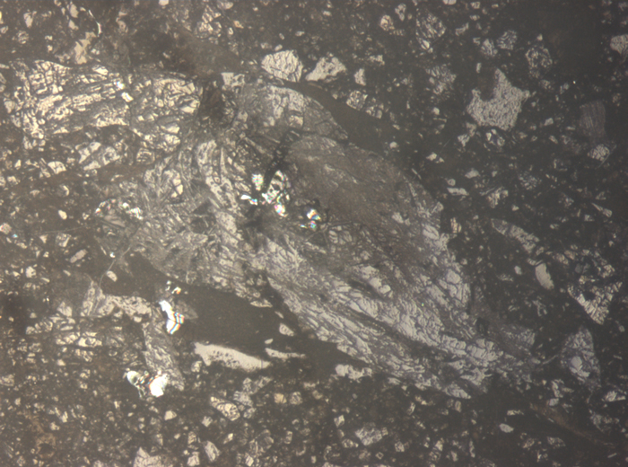 Thin Section Photograph of Apollo 15 Sample 15059,44 in Reflected Light at 5x Magnification and 1.4 mm Field of View (View #3)