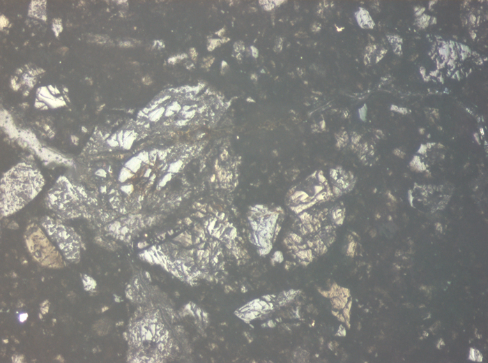 Thin Section Photograph of Apollo 15 Sample 15059,44 in Reflected Light at 10x Magnification and 0.7 mm Field of View (View #4)
