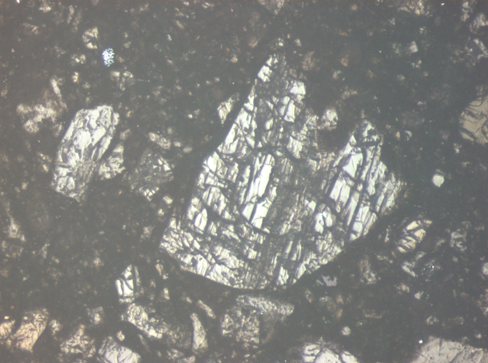Thin Section Photograph of Apollo 15 Sample 15059,44 in Reflected Light at 10x Magnification and 0.7 mm Field of View (View #5)