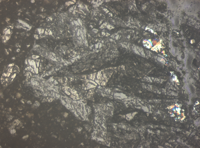 Thin Section Photograph of Apollo 15 Sample 15059,44 in Reflected Light at 10x Magnification and 0.7 mm Field of View (View #6)