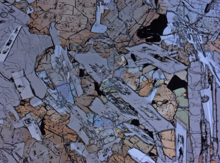 Thin Section Photograph of Apollo 15 Sample 15075,42 in Plane-Polarized Light at 2.5x Magnification and 2.85 mm Field of View (View #1)