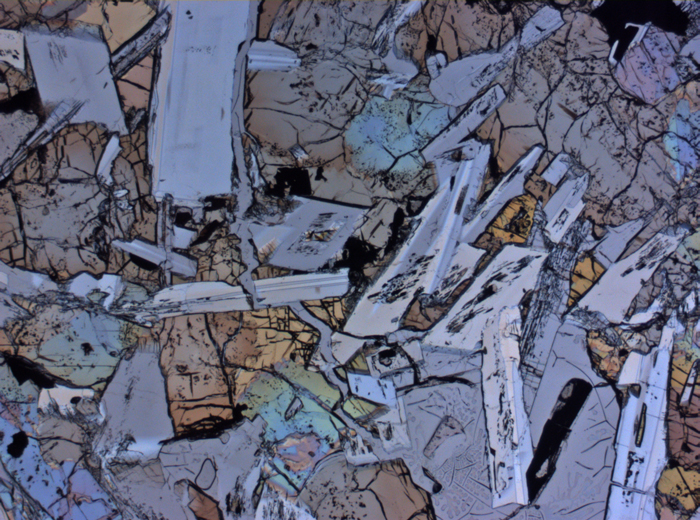 Thin Section Photograph of Apollo 15 Sample 15075,42 in Plane-Polarized Light at 2.5x Magnification and 2.85 mm Field of View (View #2)