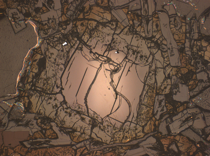 Thin Section Photograph of Apollo 15 Sample 15075,42 in Reflected Light at 2.5x Magnification and 2.85 mm Field of View (View #3)