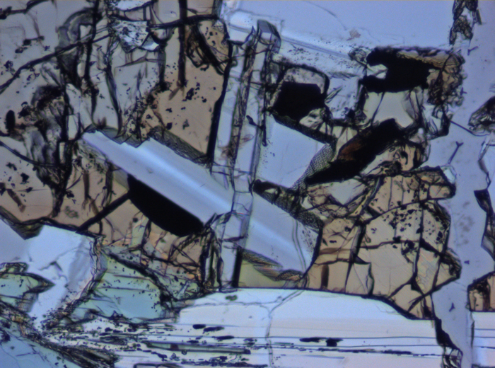Thin Section Photograph of Apollo 15 Sample 15075,42 in Plane-Polarized Light at 10x Magnification and 0.7 mm Field of View (View #4)