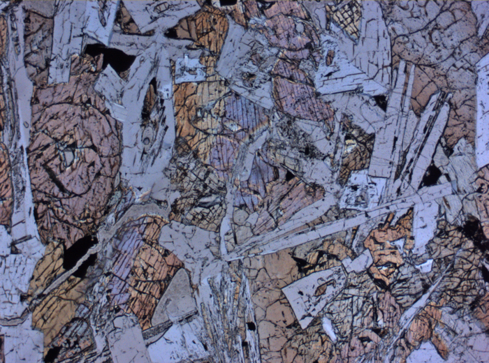Thin Section Photograph of Apollo 15 Sample 15076,66 in Plane-Polarized Light at 2.5x Magnification and 2.85 mm Field of View (View #2)