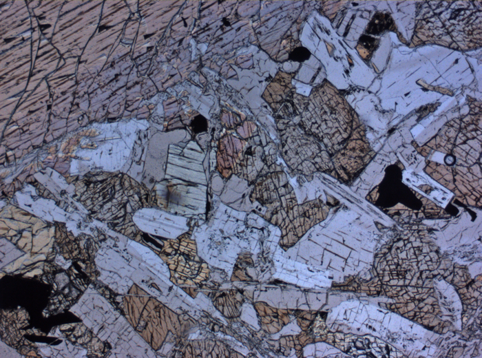 Thin Section Photograph of Apollo 15 Sample 15076,66 in Plane-Polarized Light at 2.5x Magnification and 2.85 mm Field of View (View #3)