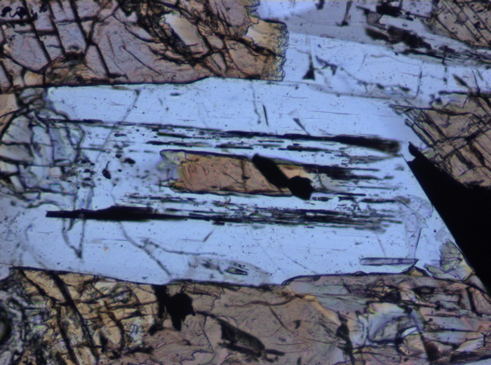Thin Section Photograph of Apollo 15 Sample 15076,66 in Plane-Polarized Light at 10x Magnification and 0.7 mm Field of View (View #4)