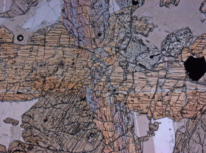 Thin Section Photograph of Apollo 15 Sample 15085,11 in Plane-Polarized Light at 2.5x Magnification and 2.85 mm Field of View (View #1)