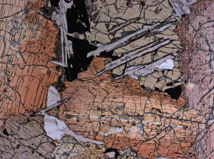Thin Section Photograph of Apollo 15 Sample 15085,11 in Plane-Polarized Light at 2.5x Magnification and 2.85 mm Field of View (View #2)