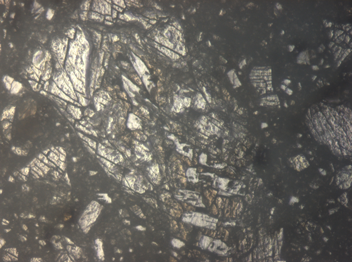 Thin Section Photograph of Apollo 15 Sample 15086,32 in Reflected Light at 5x Magnification and 1.4 mm Field of View (View #4)
