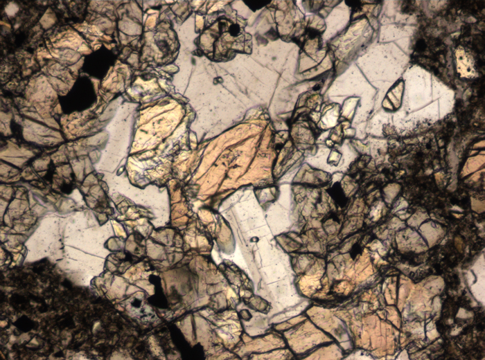 Thin Section Photograph of Apollo 15 Sample 15086,32 in Plane-Polarized Light at 10x Magnification and 0.7 mm Field of View (View #6)