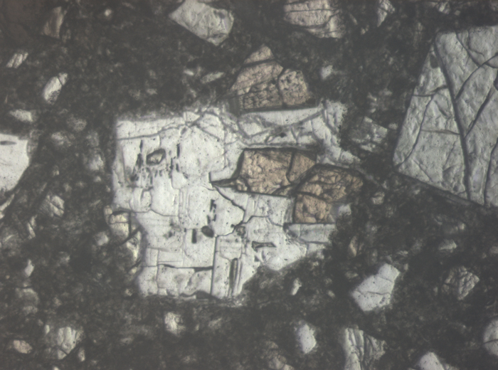 Thin Section Photograph of Apollo 15 Sample 15086,32 in Reflected Light at 10x Magnification and 0.7 mm Field of View (View #7)