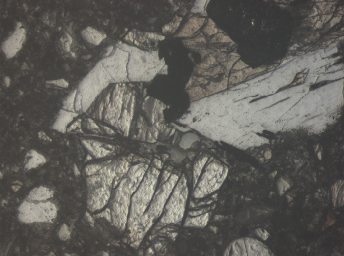 Thin Section Photograph of Apollo 15 Sample 15086,32 in Reflected Light at 10x Magnification and 0.7 mm Field of View (View #8)