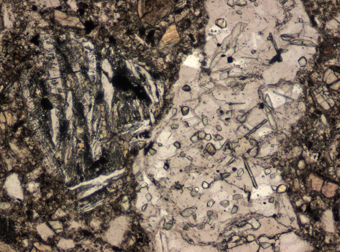 Thin Section Photograph of Apollo 15 Sample 15086,32 in Plane-Polarized Light at 10x Magnification and 0.7 mm Field of View (View #9)