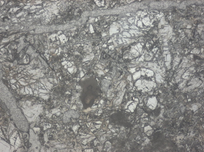 Thin Section Photograph of Apollo 15 Sample 15095,4 in Reflected Light at 10x Magnification and 0.7 mm Field of View (View #2)