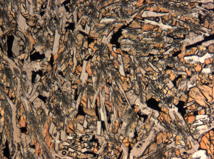 Thin Section Photograph of Apollo 15 Sample 15118,18 in Plane-Polarized Light at 5x Magnification and 1.4 mm Field of View (View #2)