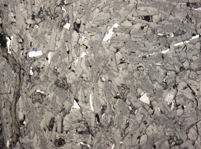 Thin Section Photograph of Apollo 15 Sample 15118,18 in Reflected Light at 5x Magnification and 1.4 mm Field of View (View #2)