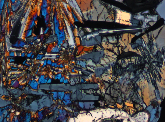 Thin Section Photograph of Apollo 15 Sample 15118,18 in Cross-Polarized Light at 10x Magnification and 0.7 mm Field of View (View #4)