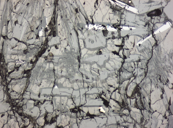 Thin Section Photograph of Apollo 15 Sample 15118,18 in Reflected Light at 10x Magnification and 0.7 mm Field of View (View #4)