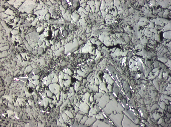 Thin Section Photograph of Apollo 15 Sample 15205,123 in Reflected Light at 10x Magnification and 0.7 mm Field of View (View #5)