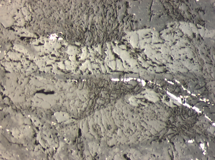 Thin Section Photograph of Apollo 15 Sample 15205,123 in Reflected Light at 10x Magnification and 0.7 mm Field of View (View #6)