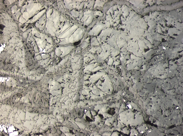 Thin Section Photograph of Apollo 15 Sample 15205,123 in Reflected Light at 10x Magnification and 0.7 mm Field of View (View #7)