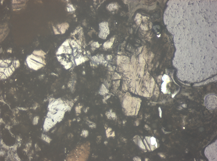 Thin Section Photograph of Apollo 15 Sample 15255,38 in Reflected Light at 10x Magnification and 0.7 mm Field of View (View #5)
