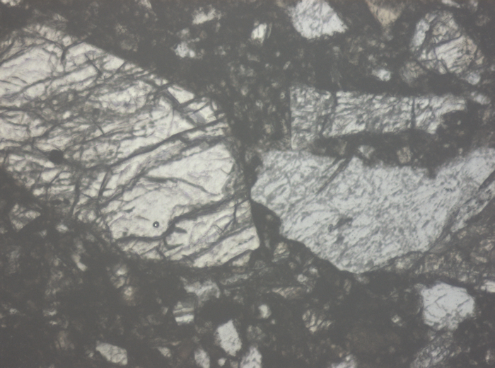 Thin Section Photograph of Apollo 15 Sample 15257,4 in Reflected Light at 10x Magnification and 0.7 mm Field of View (View #2)