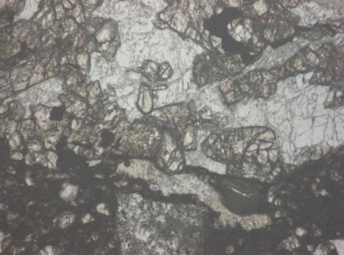 Thin Section Photograph of Apollo 15 Sample 15257,4 in Reflected Light at 10x Magnification and 0.7 mm Field of View (View #3)
