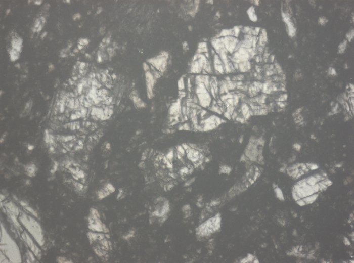 Thin Section Photograph of Apollo 15 Sample 15257,4 in Reflected Light at 10x Magnification and 0.7 mm Field of View (View #5)