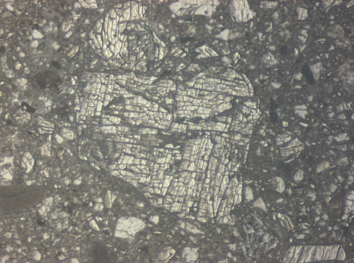 Thin Section Photograph of Apollo 15 Sample 15266,17 in Reflected Light at 10x Magnification and 0.7 mm Field of View (View #3)