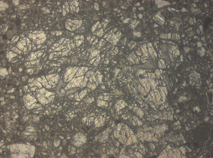 Thin Section Photograph of Apollo 15 Sample 15266,17 in Reflected Light at 10x Magnification and 0.7 mm Field of View (View #4)