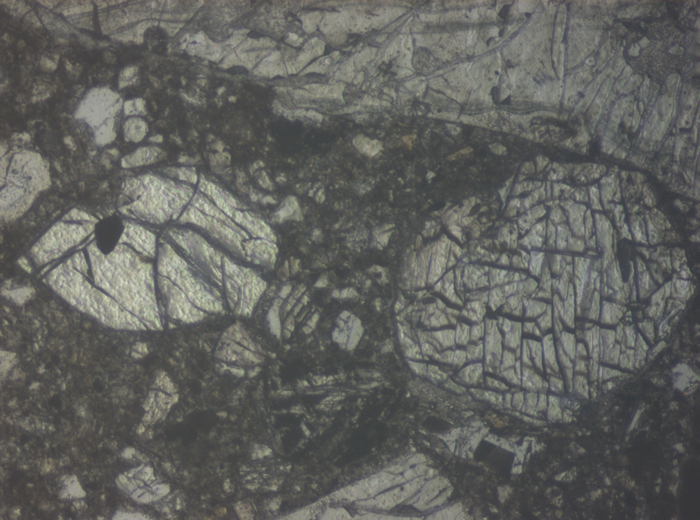 Thin Section Photograph of Apollo 15 Sample 15266,17 in Reflected Light at 10x Magnification and 0.7 mm Field of View (View #6)