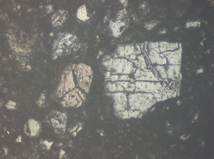 Thin Section Photograph of Apollo 15 Sample 15298,5 in Reflected Light at 10x Magnification and 0.7 mm Field of View (View #3)