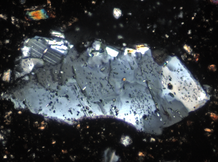Thin Section Photograph of Apollo 15 Sample 15298,5 in Cross-Polarized Light at 10x Magnification and 0.7 mm Field of View (View #6)
