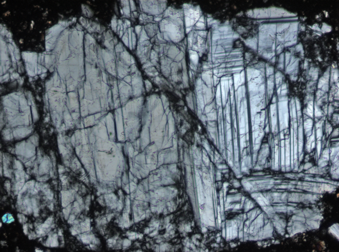 Thin Section Photograph of Apollo 15 Sample 15299,204 in Cross-Polarized Light at 10x Magnification and 0.7 mm Field of View (View #5)