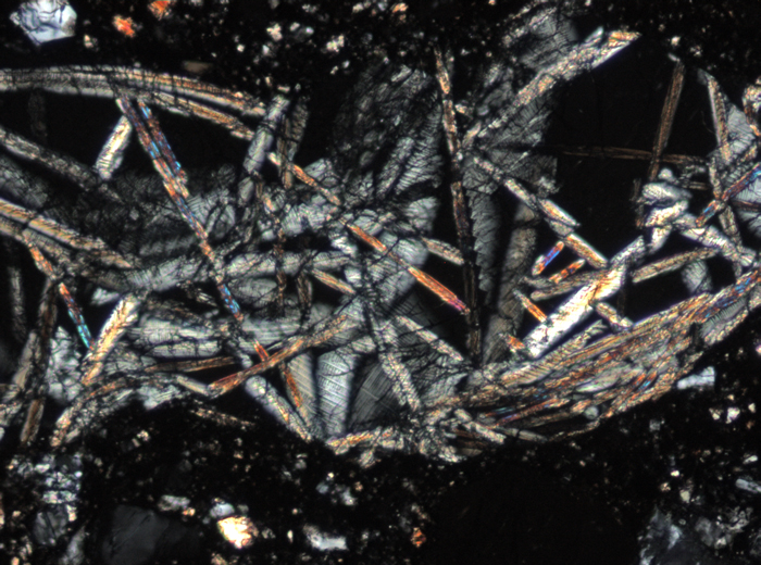 Thin Section Photograph of Apollo 15 Sample 15299,204 in Cross-Polarized Light at 10x Magnification and 0.7 mm Field of View (View #6)