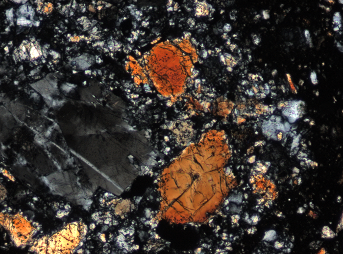 Thin Section Photograph of Apollo 15 Sample 15299,204 in Reflected Light at 10x Magnification and 0.7 mm Field of View (View #7)