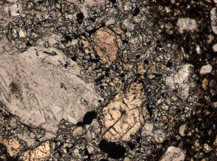 Thin Section Photograph of Apollo 15 Sample 15299,204 in Cross-Polarized Light at 10x Magnification and 0.7 mm Field of View (View #7)