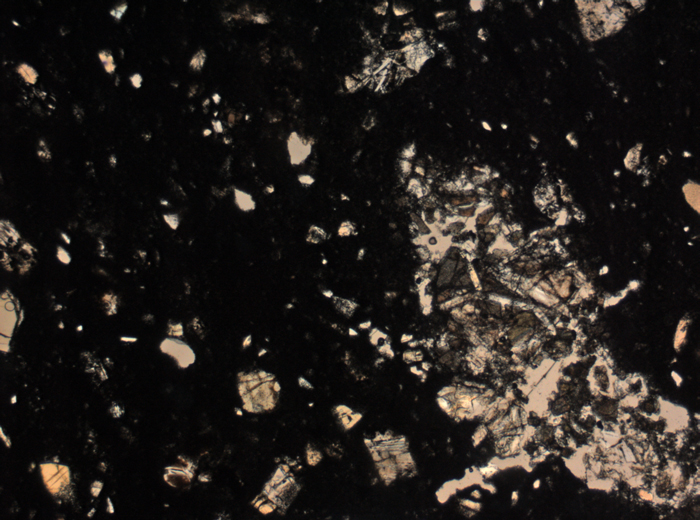 Thin Section Photograph of Apollo 15 Sample 15405,147 in Plane-Polarized Light at 2.5x Magnification and 2.85 mm Field of View (View #1)