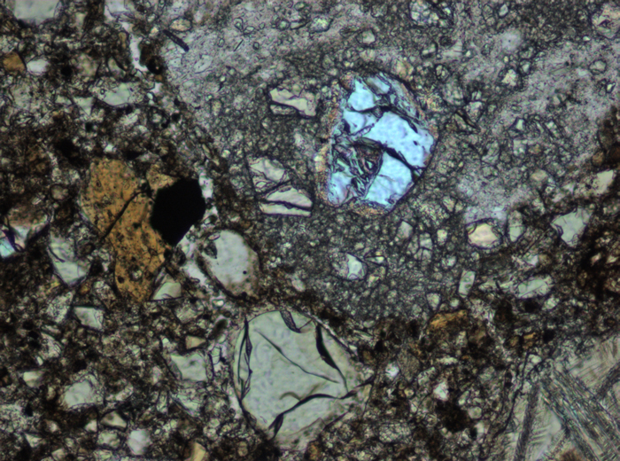 Thin Section Photograph of Apollo 15 Sample 15425,10 in Plane-Polarized Light at 10x Magnification and 0.7 mm Field of View (View #3)
