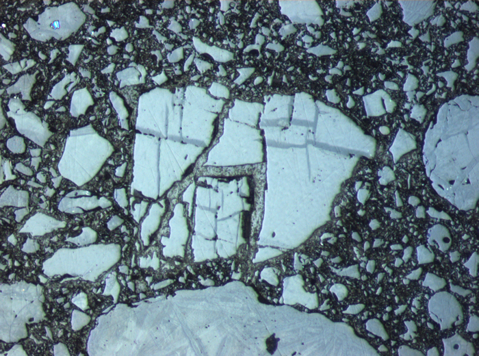 Thin Section Photograph of Apollo 15 Sample 15425,10 in Reflected Light at 10x Magnification and 0.7 mm Field of View (View #5)