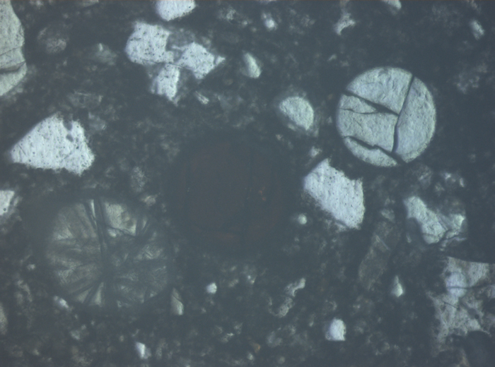 Thin Section Photograph of Apollo 15 Sample 15426,21 in Reflected Light at 10x Magnification and 0.7 mm Field of View (View #3)