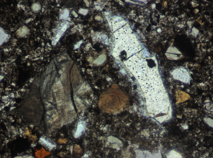 Thin Section Photograph of Apollo 15 Sample 15426,21 in Plane-Polarized Light at 10x Magnification and 0.7 mm Field of View (View #6)